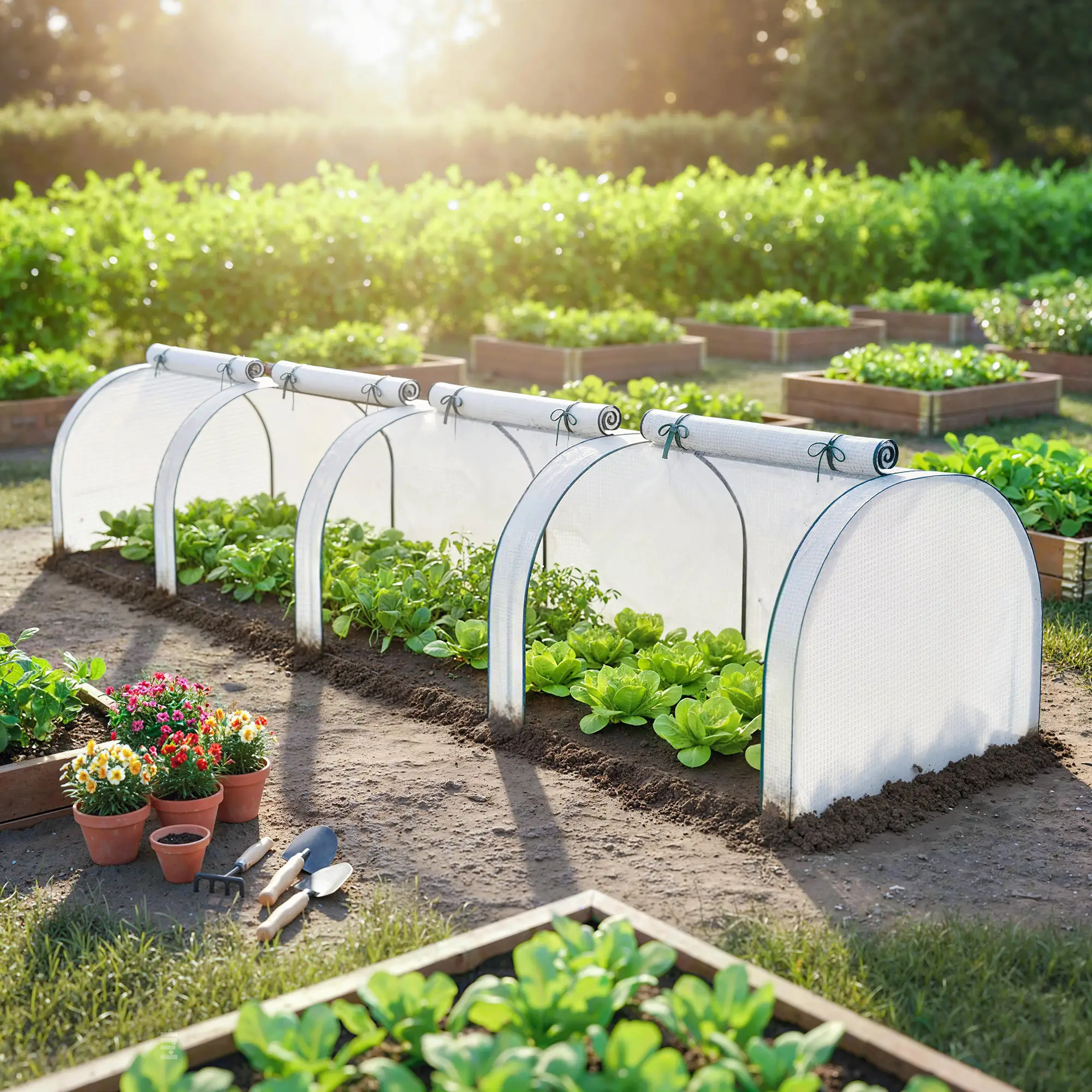 Large Low-Profiled Outdoor Greenhouse with 4 Roll-Up Zipper Doors, PE UV-Protective Cover, Steel Frame, Windproof Level 4 for Balcony Patio