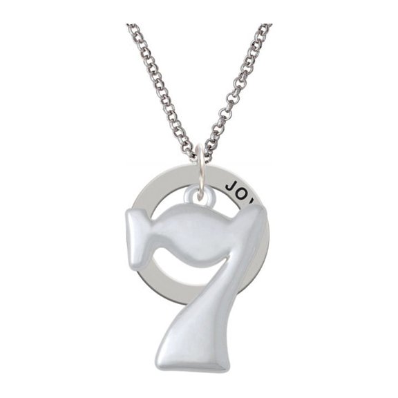 Large Lucky 7 Joy Affirmation Ring Necklace