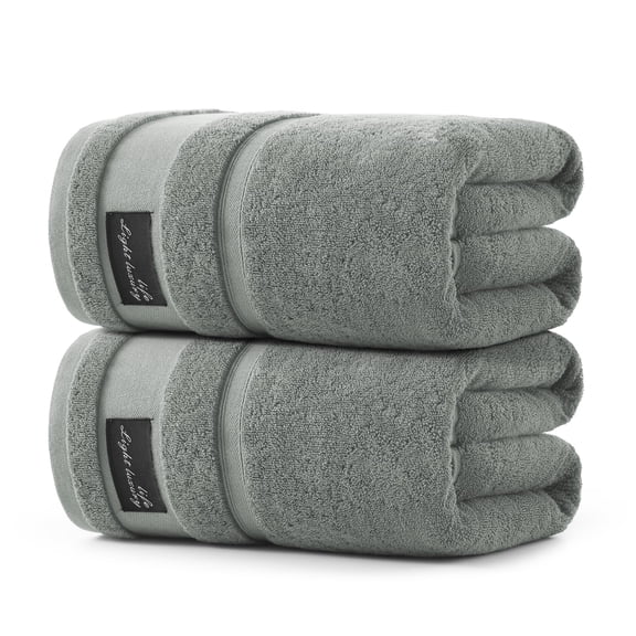 Large Luxury Bath Towels Set of 2, Hotel Collection Bath Sheets - 100% Cotton Highly Absorbent & Quick Dry, White Fluffy Bath Towels for Spa-like Bathroom Experience