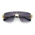 thumbnail image 1 of Large Luxury Petal Bevel Rimless Curved Top Gangster Shade Sunglasses [Gold - Smoke], 1 of 1