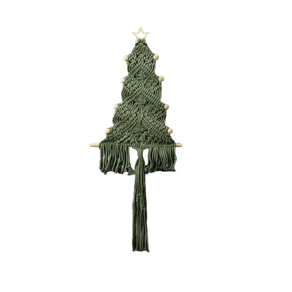 Large Macrame Christmas Tree, Macrame Christmas Decorative Hanging Ornaments Boho Christmas Hanging Wall Decor Macrame for Party Supplies(Army Green)