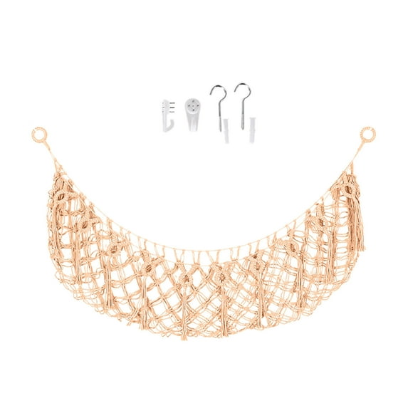 Large Macrame Toy Storage Net Handwoven Rope Organizer for Kids' Room Versatile Wall Hanging Design for Home and Outdoor Activities