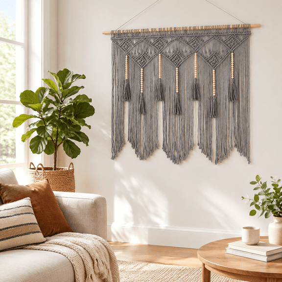 Large Macrame Wall Hanging, 31"x39", Woven Tapestry for Boho Home Decor