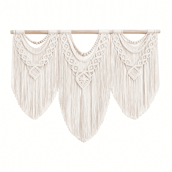Large Macrame Wall Hanging Handmade Boho Tapestry 43"x32" - Wall Art Decor for Living Room, Bedroom, Wedding (beige)