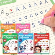 Large Magic Grooved Practice Copybook for Kids, Reusable Grooved Handwriting Workbook with Pen,Pencil Grip, Learn to Write Number Letter Tracing for Kids Ages 3-8 Kindergarten Preschool Calligraphy