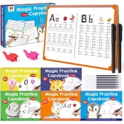 Large Magic Grooved Writing Practice Books for Kids, Reusable Grooved Handwriting Workbooks, Number Letter Tracing Books for Kids Age 3-8 Kindergarten Preschool