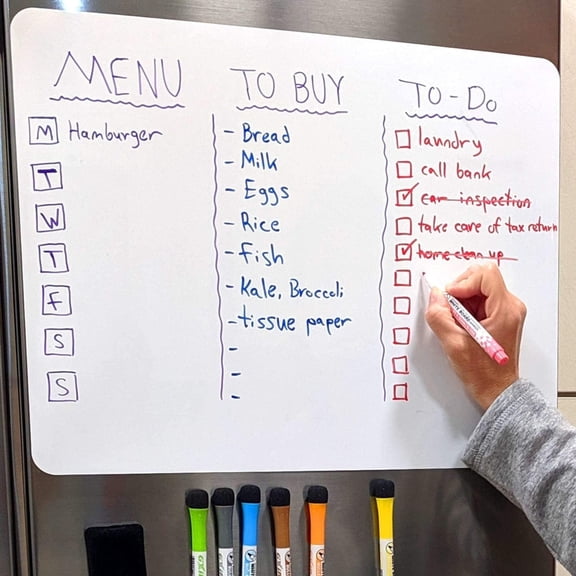 Large Magnetic 17.5"x13.5" Dry-Erase Whiteboard for Kitchen Fridge | Free Bonus - 12"x8" Medium Whiteboard + 4 Markers (8 in Total) + Eraser