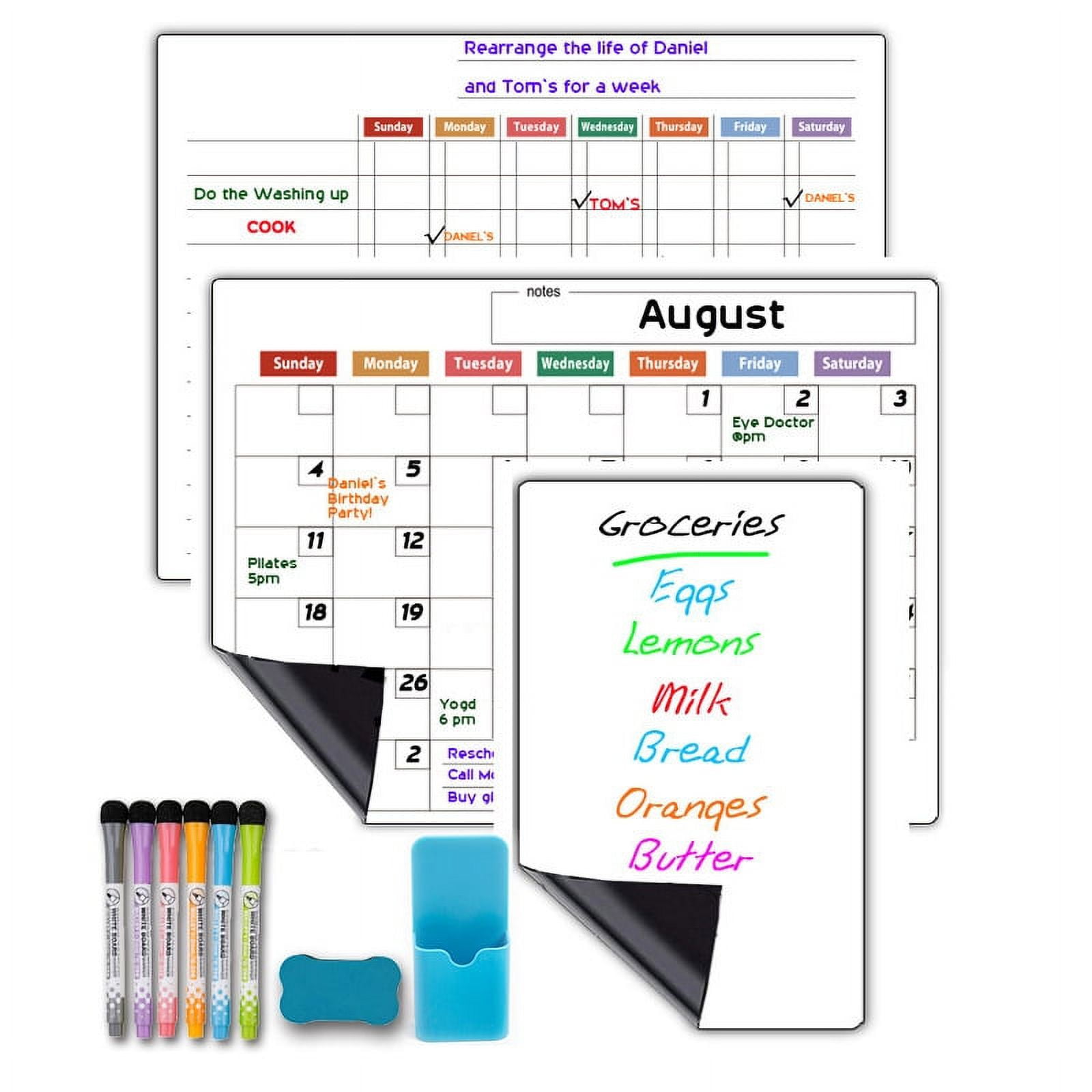 Large Magnetic Dry Erase Whiteboard Monthly/Weekly Planner for Fridge ...