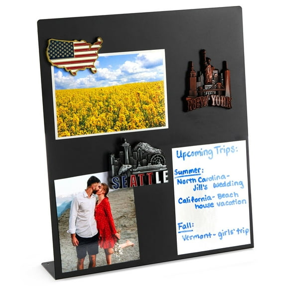 Juvale Magnet Board - Black, 12.6 x 11 x 2.6 in - Standing Magnetic Board for Desk & Wall - Magnetic Display for Memos, Photos & Documents