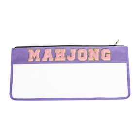 Large Mahjong Tile Bag with Zipper Closure, Pink Glitter Letters, Durable Storage Case for Mahjong Sets and Accessories