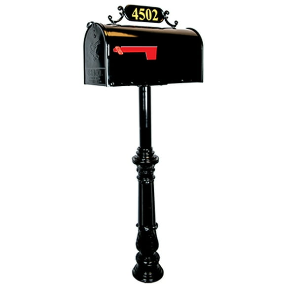 Large Mailbox & Post System Black Rust Resistant Mailbox Includes Address Plaque, Mounting Hardware Metal Mailbox with Decorative Post