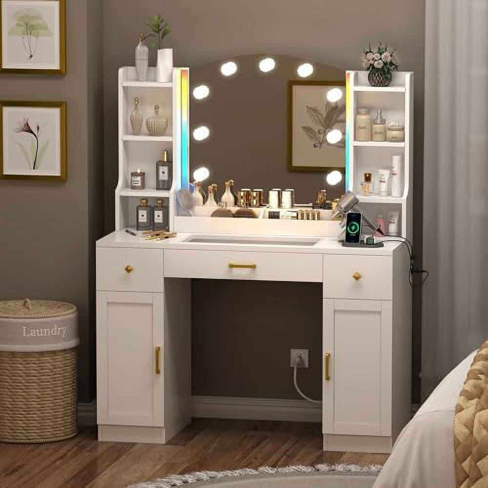 Large Make up Vanity Desk with Mirror and Lights 3 Lights and