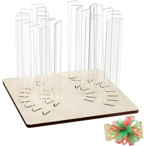 Large Maker Templates Square Wooden Base with 28pcs Acylic Sheets Bowknot DIY Craft Tool Making Tools Natural Wood Craft Makers for Large Ribbon Making Hair Gift Bows