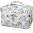 thumbnail image 1 of Large Makeup Bag, Cute Cosmetic Bag for Women Girls, Floral Coquette Aesthetic Toiletry Bag, Travel Make Up Organizer Bag (light blue), 1 of 12
