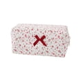 thumbnail image 1 of Large Makeup Bag for Women, Floral Cosmetic Pouch with Bow Detail, Travel Toiletry Bag for Skincare & Beauty Essentials, Zippered Organizer for Vanity & Bathroom Countertop, 1 of 5
