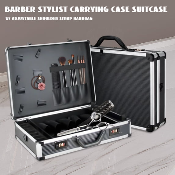 Large Makeup Case Portable Mobile Barber Station Hair Stylist Case Barber Stylist Suitcase Barber Tool Carrying Case Organizer with Code Lock Integrated Design