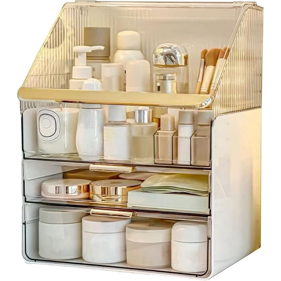 Large Makeup Organizer, Vanity Organizer Bathroom Countertop Organizer for Women Girls Clear Design Easy Visibility