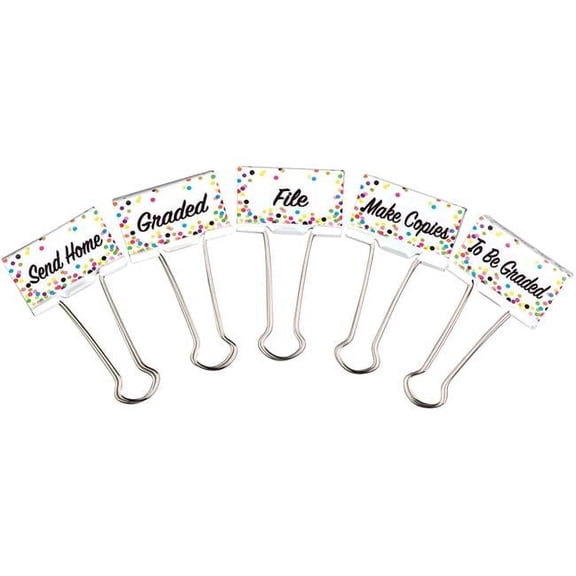 Large Management Confetti Binder Clips - Pack of 3