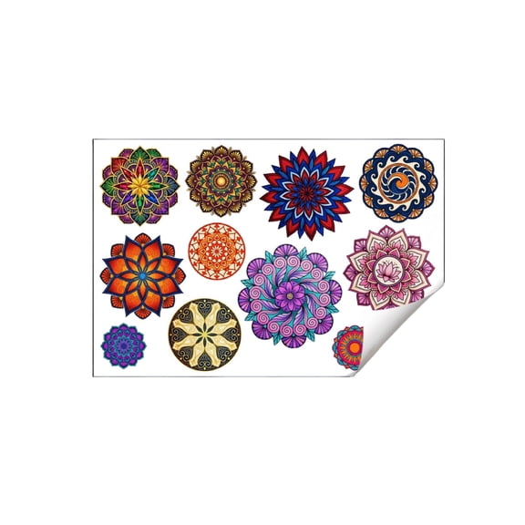 Large Mandala Wall Sticker for Entryway and TV Background Decor, Bohemian Geometric Art Mural, Peel and Stick Vinyl Decal, Home Aesthetic, 22.3in x 22.3in