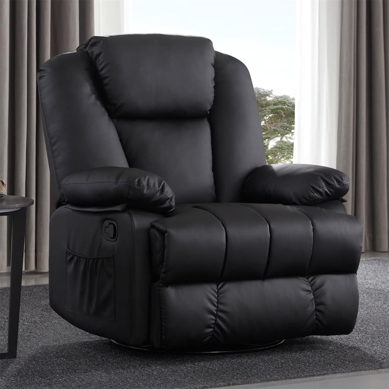 Large Manual Recliner Chair, 360 Degree Swivel Recliner Chair with Soft
