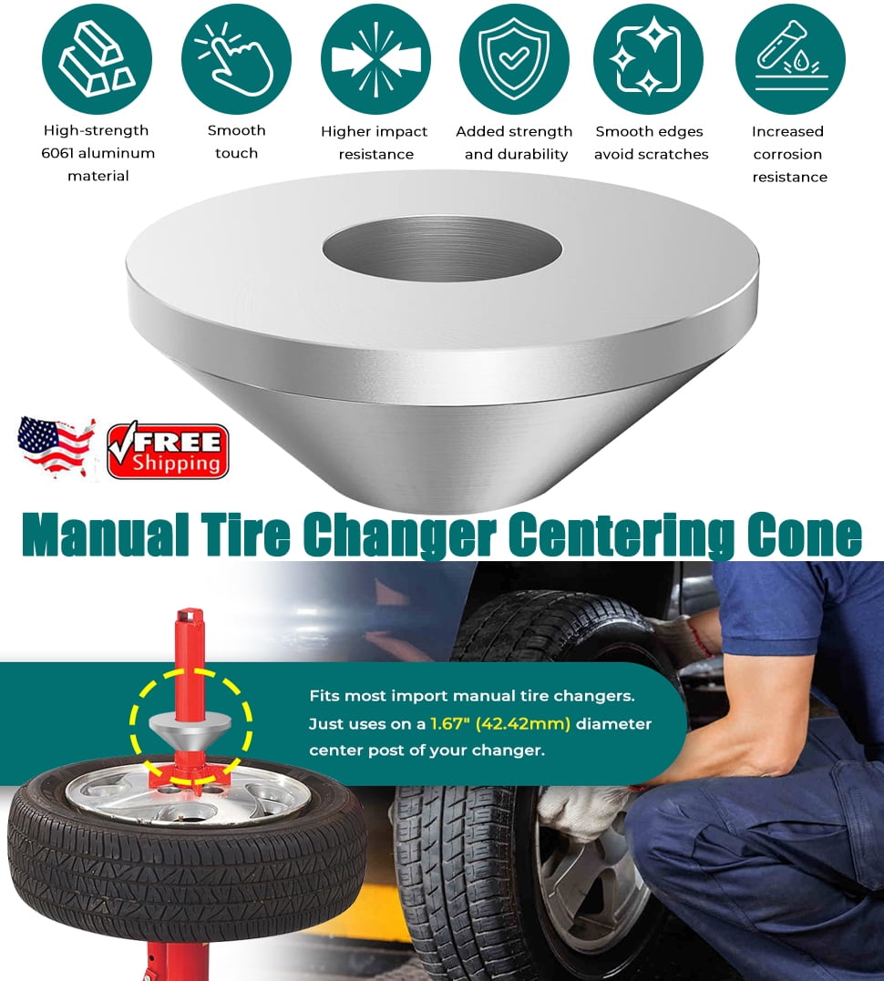 Large Manual Tire Changer Centering Cone, Billet Aluminum Upgrade Wheel