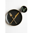 thumbnail image 1 of Large Matte Black Ceramic Plate with Gold Rim – 10.6" Set of 4 | Luxury Collection, 1 of 4