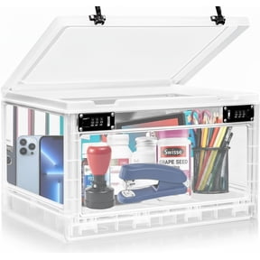 Large Medicine Lock Box, Personal Items Lockable Container for Phone/Tablet, Refrigerator Locking Storage Bin for Snack/Food, Childproof First AID Locked Cabinet
