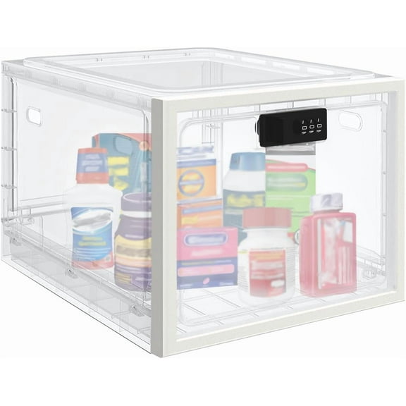 Large Medicine Lock Box for Safe Medication, 10L Lockable Storage Box for Fridge/Snacks Food, Phone Lock Boxes with Combination Code for Home/Dorms/Office Storage (Assembly Required)