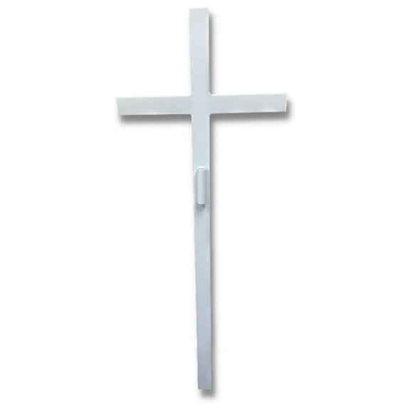 Large Memorial Cross - Perfect For Outdoor And Memorial Sites - Steel Grave Marker White Powder Coat Finish - Headstone Replacement - Made In The USA