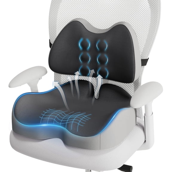 Large Memory Foam Seat Cushion Lumbar Support Pillow for Sciatica & Tailbone Pressure Relief Coccyx Pad for Office Chair, Wheelchair, Car, Home, Office