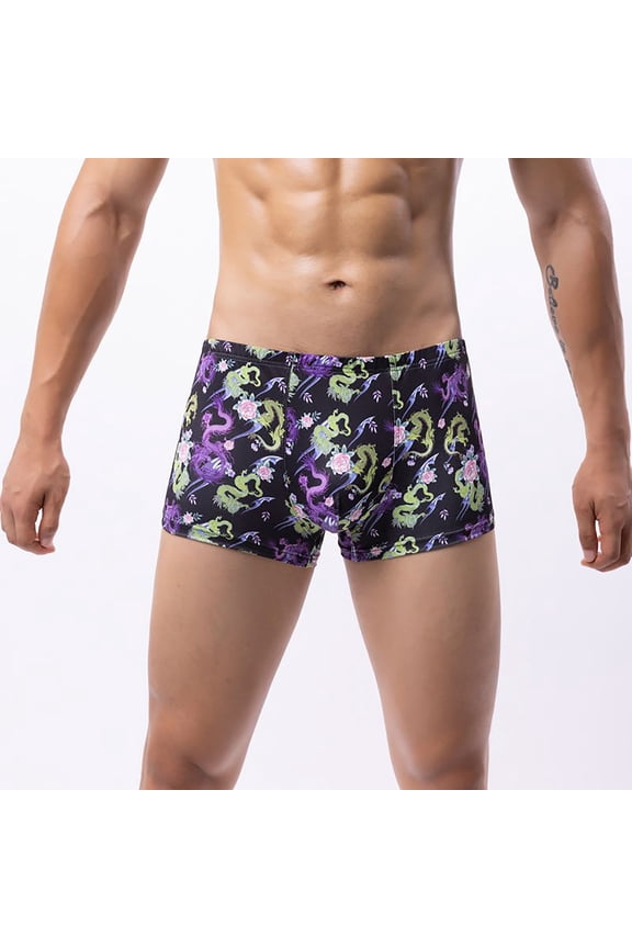 Large Men Briefs Boxers Men's Sexy New Style Breathable Printed Underwear with Flat Corner Underwear
