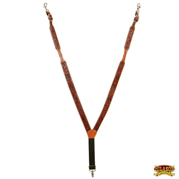 Large Men Leather Floral Suspender Hilason