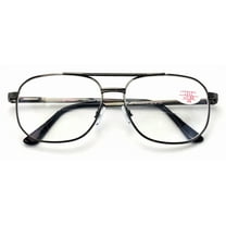 Large Men Metal Bifocal Reading Glasses - Clear Lens Reader - Spring Hinge - High Power  5.00