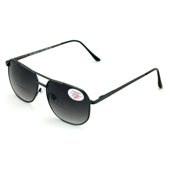 Large Men Metal SunGlasses Bifocal Reading Glasses - Tinted UV Protection Reader - Spring Hinge - High Power +3.00