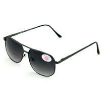 Large Men Metal SunGlasses Bifocal Reading Glasses - Tinted UV Protection Reader - Spring Hinge - High Power  5.00