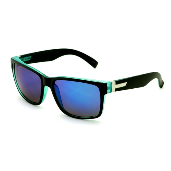 Large Men Mirror Sunglasses Matte Black 150mm - Wide Fitment.