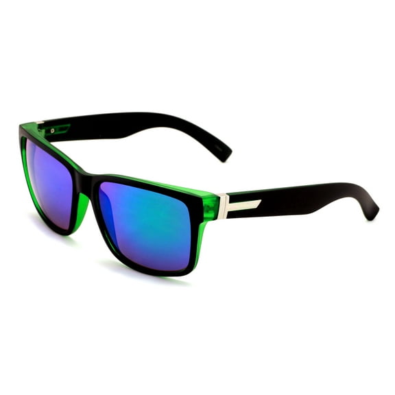 Large Men Mirror Sunglasses Matte Black 150mm - Wide Fitment.