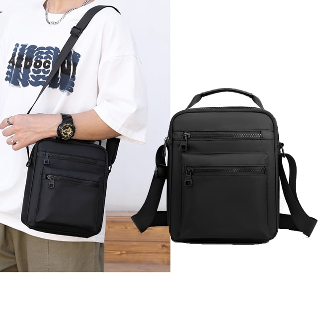 Large Men Nylon Shoulder Bag Boys Crossbody Bag Handbag,Black