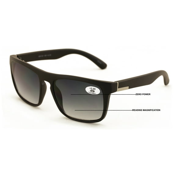 Large Men Progressive Bifocal Reading SunGlasses - UV400 Protection Reader - No Line Or Bubble - Keyhole Matte +2.75