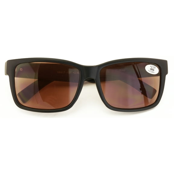 Large Men Tinted Square Outdoor Sport Reading Sunglasses - UV400 Protection Full Lens Reader ZT112 +3.25