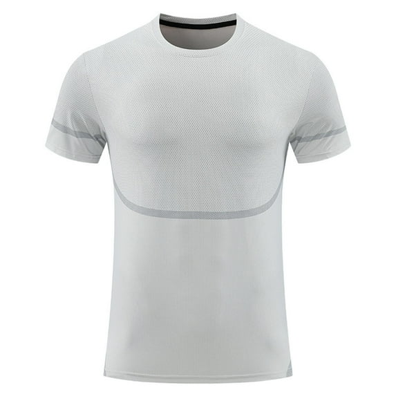 Large Men Tshirt Clearance, Men's Summer Solid Color Breathable Mesh Elastic Slim Comfortable Sport Casual Short Sleeved Round Neck Shirts
