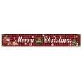 thumbnail image 1 of Large Merry Christmas Banner, Red Buffalo Plaid Xmas Sign with Snowman Xmas Tree Pattern for Christmas Party, Outdoor Indoor Decoration, 9.8 x 1.6 Feet (White Letters), 1 of 8