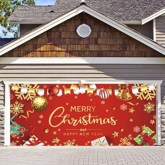 Large Merry Christmas Banner Red Buffalo Plaid Yard Xmas Banners Decorations for Outdoor Indoor New Year Festival Party Supplies