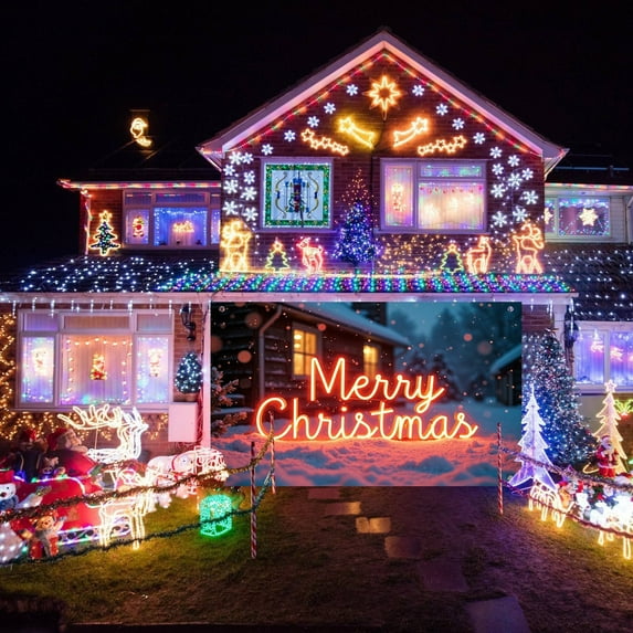 Large Merry Christmas Outdoor Garage Door Banner - Festive Home Wall Decoration for Seasonal Celebrations