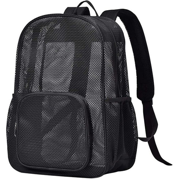 Large Mesh Backpack, Semi-transparent College Backpack, See Through Mesh Backpack with Comfort Padded Straps for Travel, Swimming, Beach, Outdoor Sports 17 inch