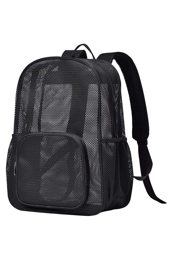 Large Mesh Backpack, Semi-transparent College Backpack, See Through Mesh Backpack with Comfort Padded Straps for Travel, Swimming, Beach, Outdoor Sports 17 inch