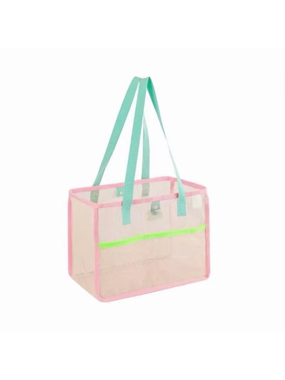 Large Mesh Bathroom Shower Caddy, Mesh Beach Pool Bag, Multifunctional Portable Toiletry Tote Bag for College Dorm Bathroom Gym Swimming