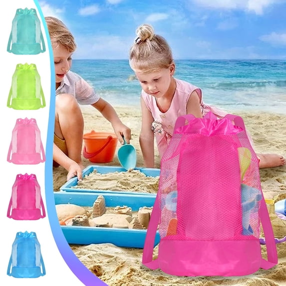Large Mesh Beach Bag Drawstring Backpack for Sand Toys Storage Beach Pool Outdoor Play for Family Adults Beach Tote by PALIFEUR