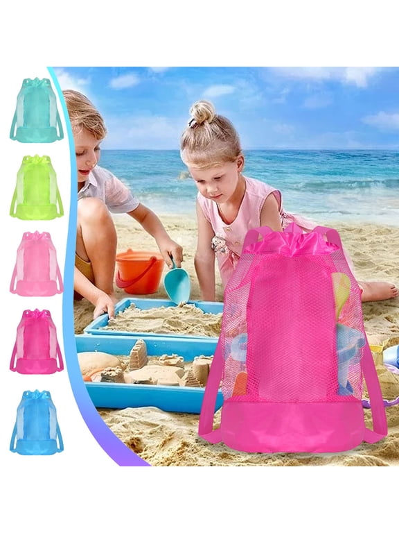 Large Mesh Beach Bag Drawstring Backpack for Sand Toys Storage Beach Pool Outdoor Play for Family Adults Beach Tote by PALIFEUR