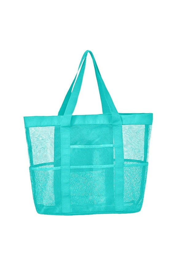 Large Mesh Beach Bag with Zipper Pocket - Family Size Tote for Pool, Cruise & Vacation Essentials - Sandproof & Lightweight Beach Tote Bag for Toys & Gear